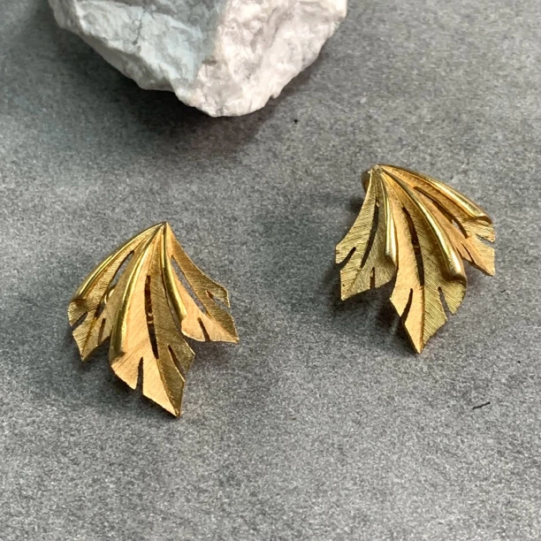 铜合金耳饰 【六六中古】孤品复古翠耳夹km5050