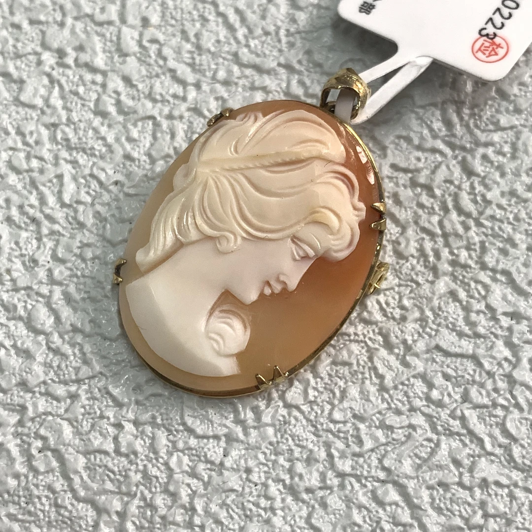 【六六中古】孤品复古贝雕卡梅奥胸针ad1158