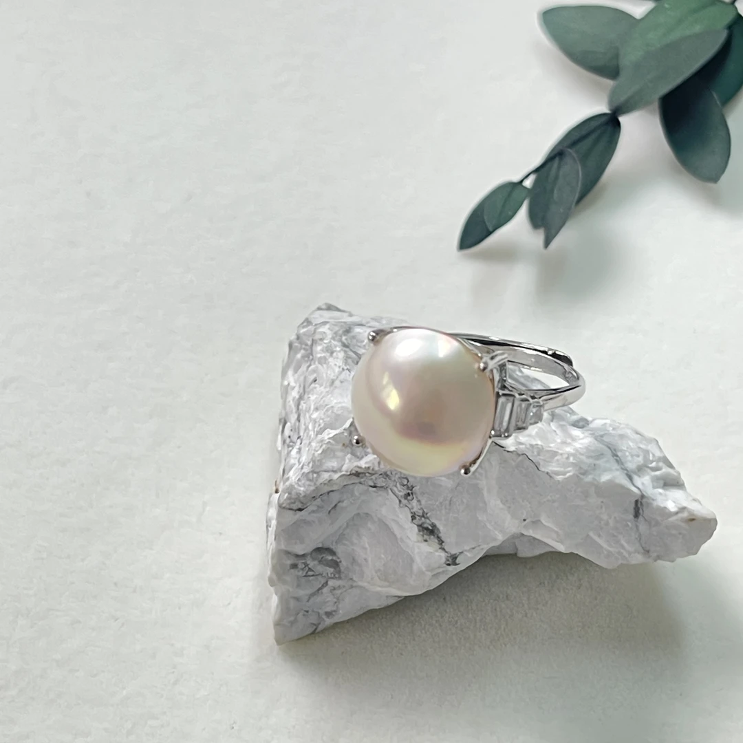 【六六中古】孤品14.3mm马贝珠s925开口戒指aj2653