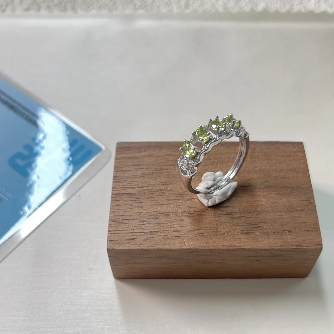 【六六中古】孤品橄榄石zs开口戒指bj422