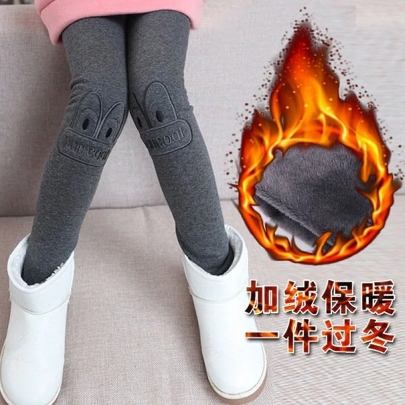 2023秋冬季女童打底裤加绒加厚儿童装保暖外穿中大童长裤子童裤潮
