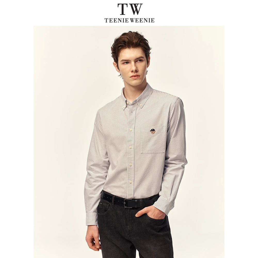 Teenie Weenie Men小熊25年新款春夏时尚宽松条纹衬衫TNYS25E602S