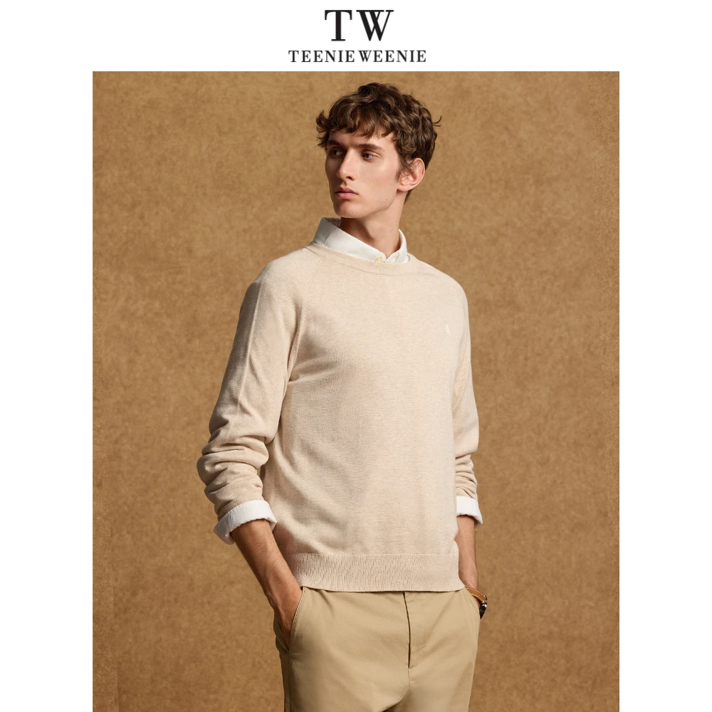 TeenieWeeni熊男装针织衫新款简约圆领纯色打底衫毛衣TNKW2449B5K