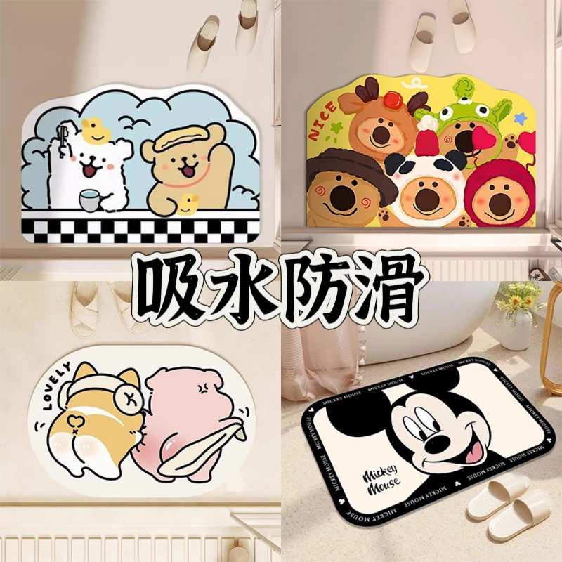 硅藻泥地垫卫生间脚垫吸水防滑可爱家用厕所浴室入户速干
