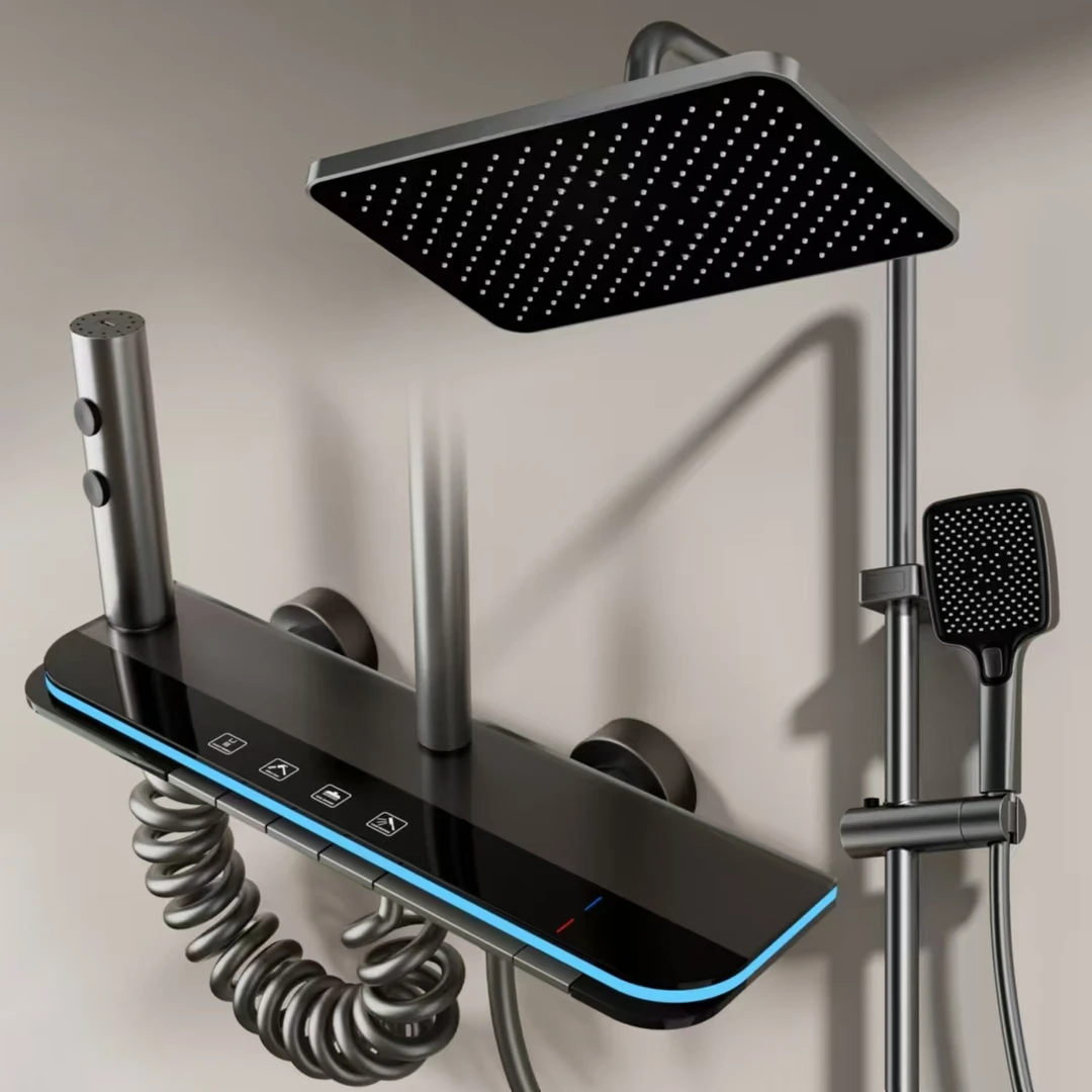 枪灰色淋浴花洒套装强劲增压沐浴花洒套装家用淋雨沐浴花洒套装