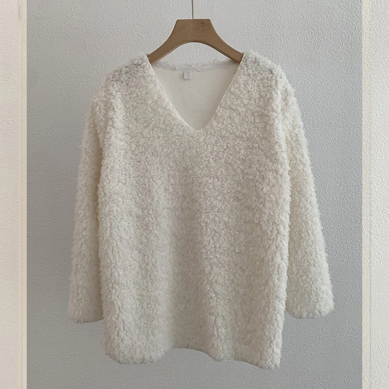 2024年春秋经典百搭休闲气质复古显瘦圆领时尚宽松上衣D