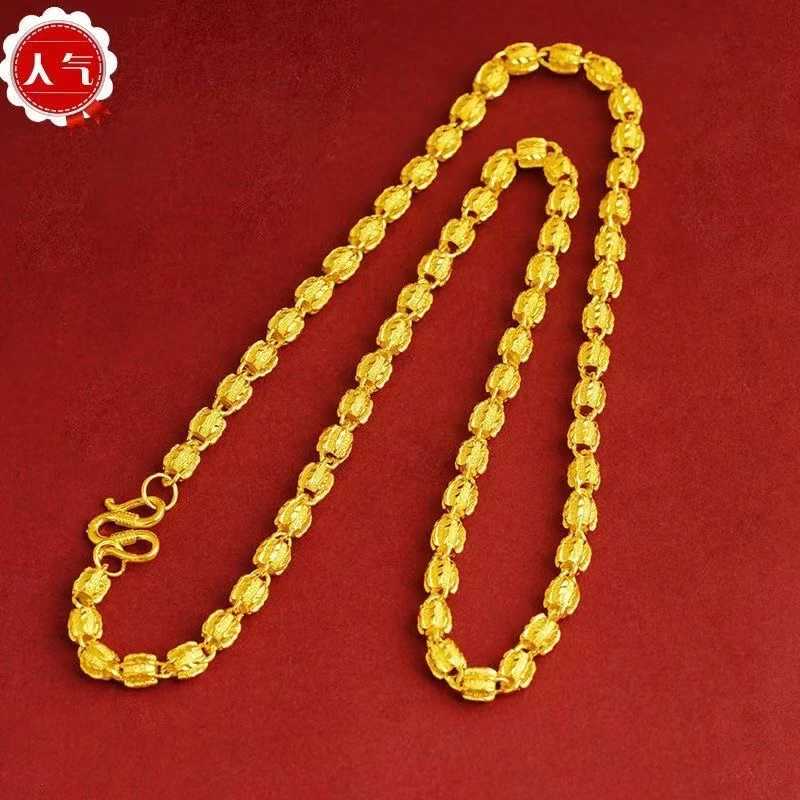 合金项链 【核桃项链】男士男款时尚经典霸气不掉色金色百搭磨砂