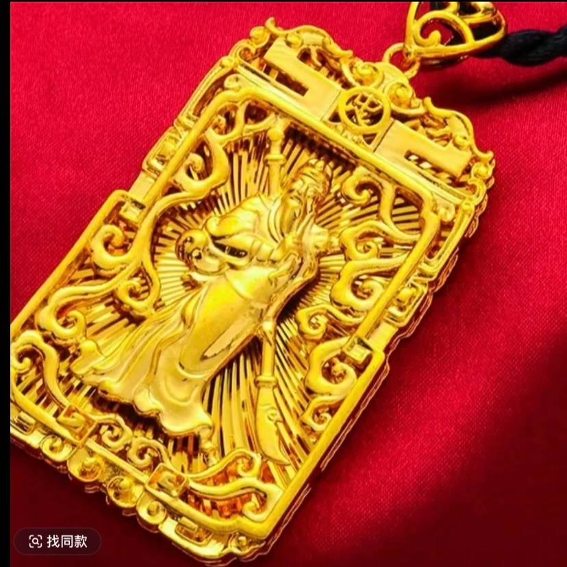 合金吊坠 【关公吊坠】男士男款时尚潮流金色精美大气项坠磨砂传承