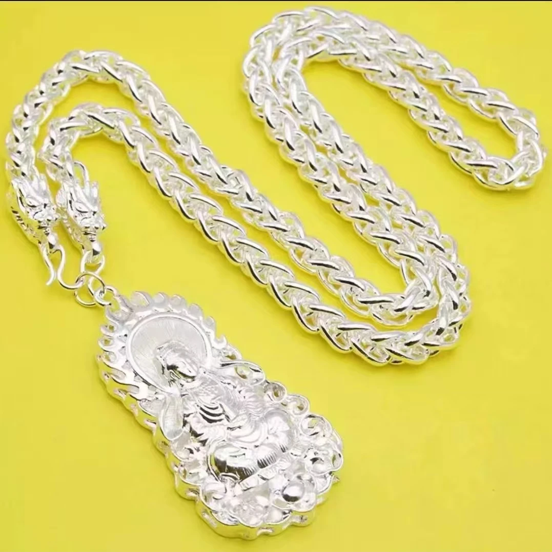 00男士双龙头锁扣配龙骨链配观音