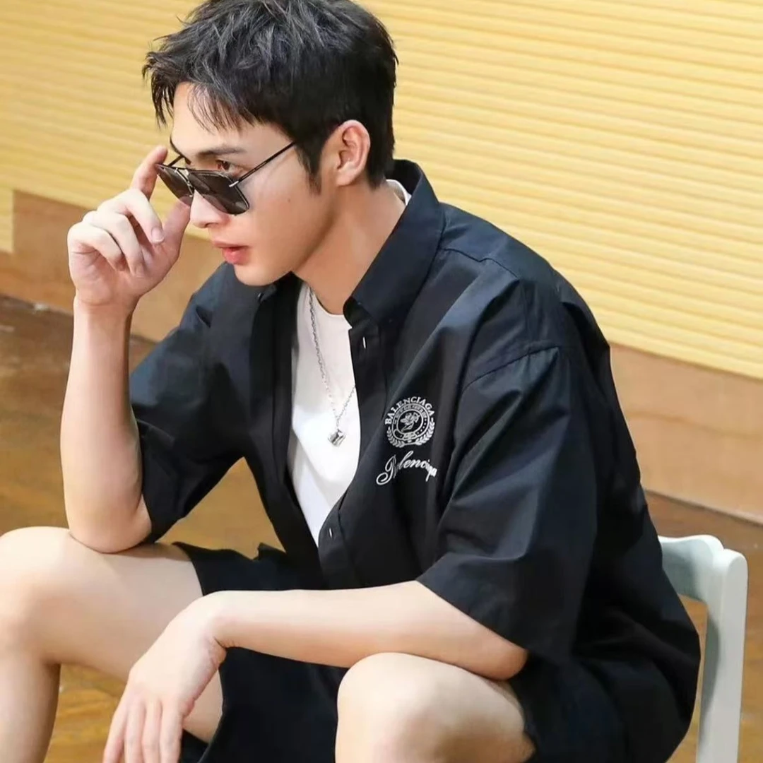 95新 Balenciaga/巴黎世家 宽松字母短袖花39码/公价6700