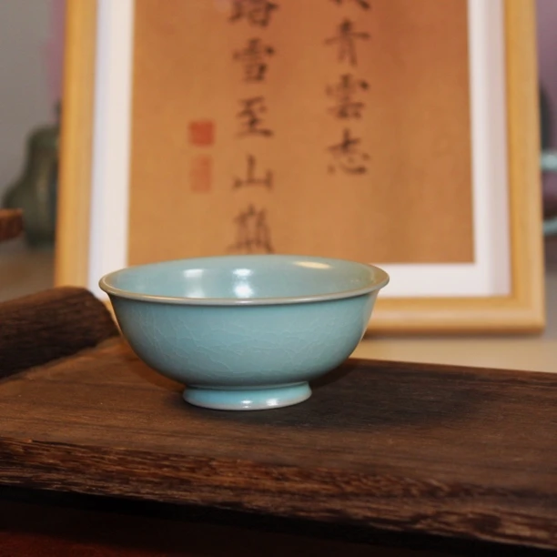 汝瓷小碗杯支钉烧容量80容量