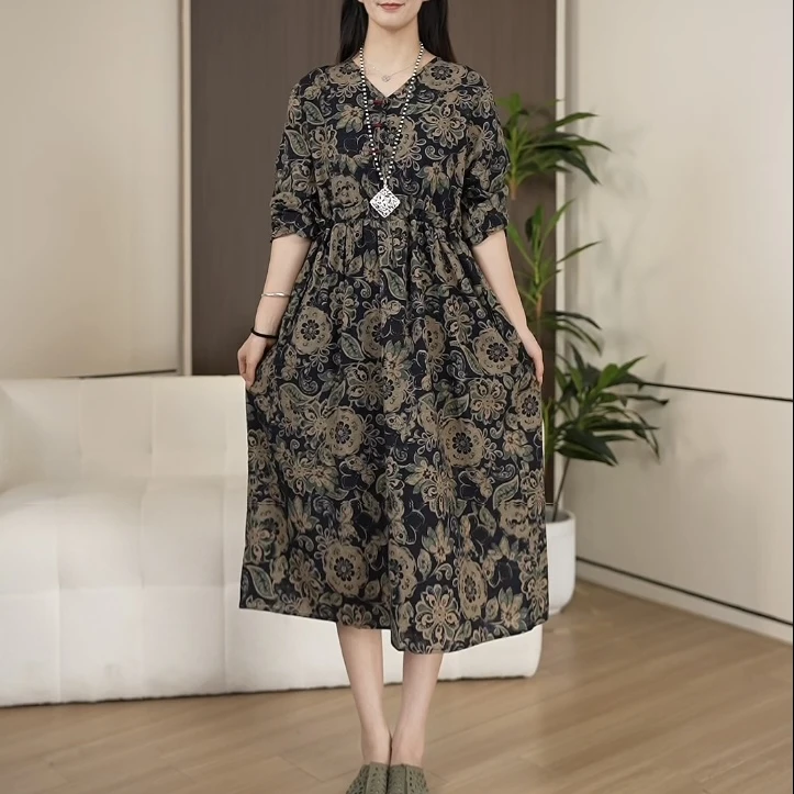 7467早秋新款时尚洋气减龄长袖连衣裙