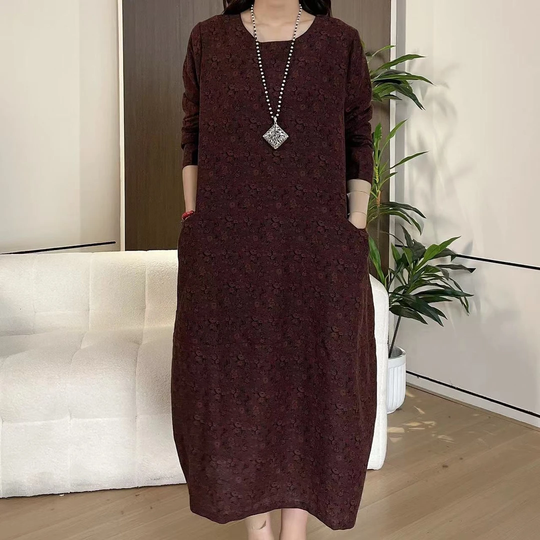 8655秋季时尚显瘦气质休闲长袖连衣裙