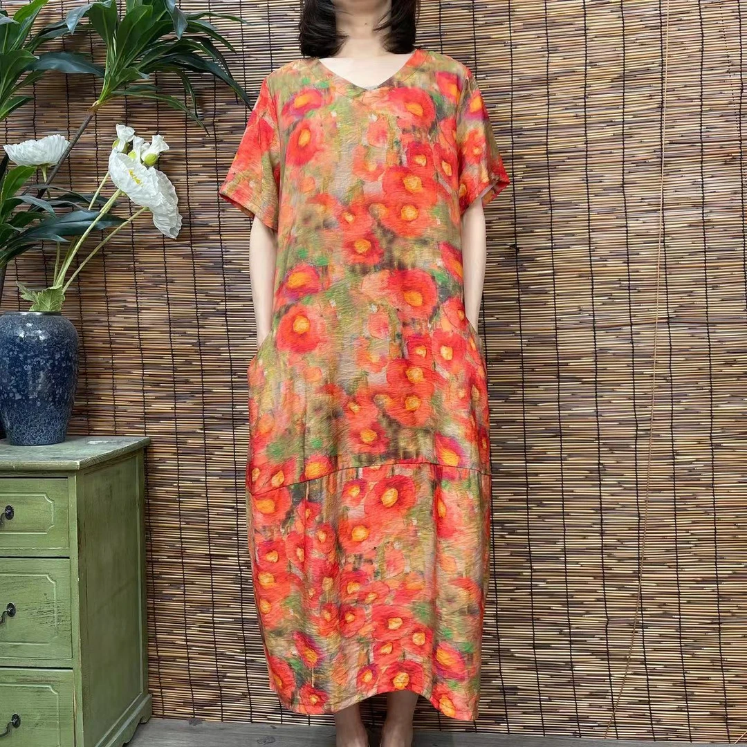 2722新款春夏民族风气质减龄连衣裙QZ