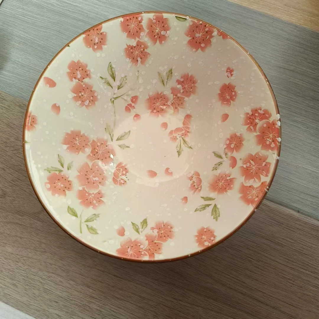8024雪花釉红花面碗