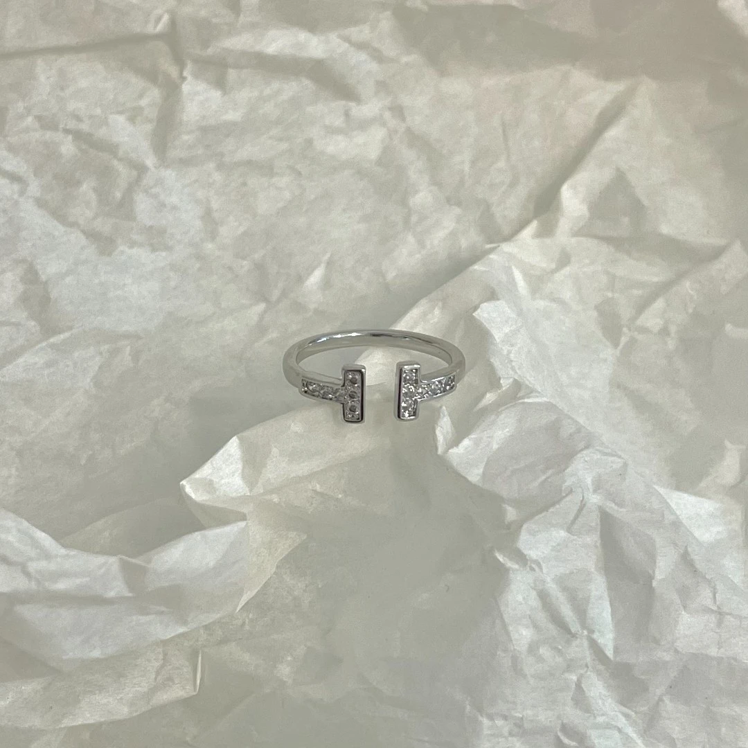 铜合金戒指 1342-气质时尚简约双t戒指