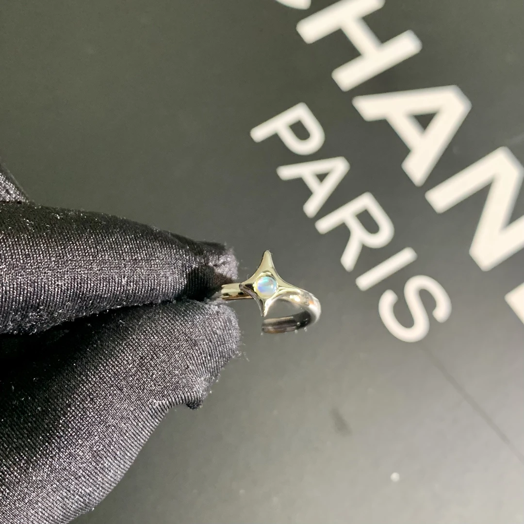 铜合金戒指 919-小众窄版单钻星芒十字戒指