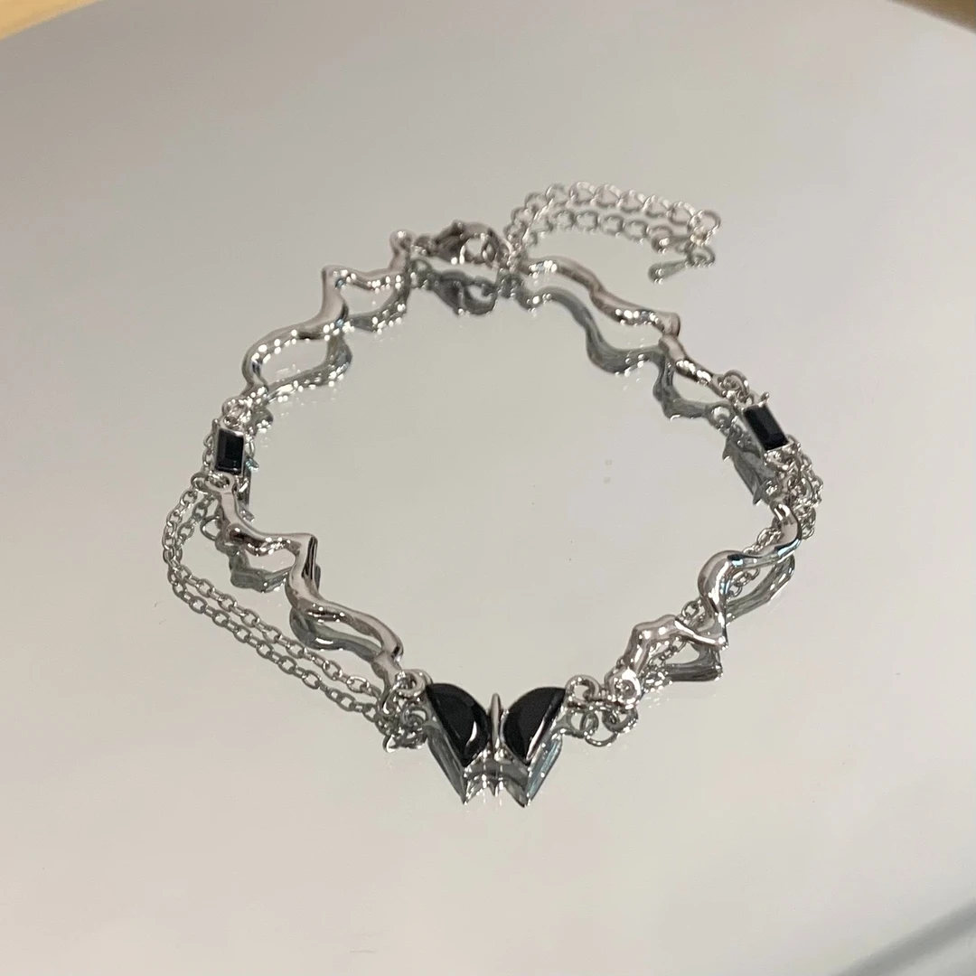 铜合金手链 1071-甜酷拼接黑蝴蝶手链