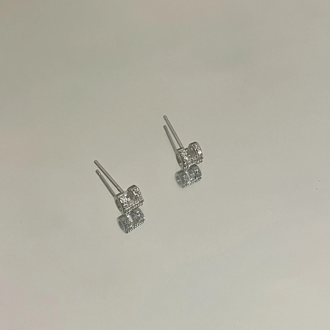 铜合金耳饰 GP1416 时尚小众insH满锆耳钉