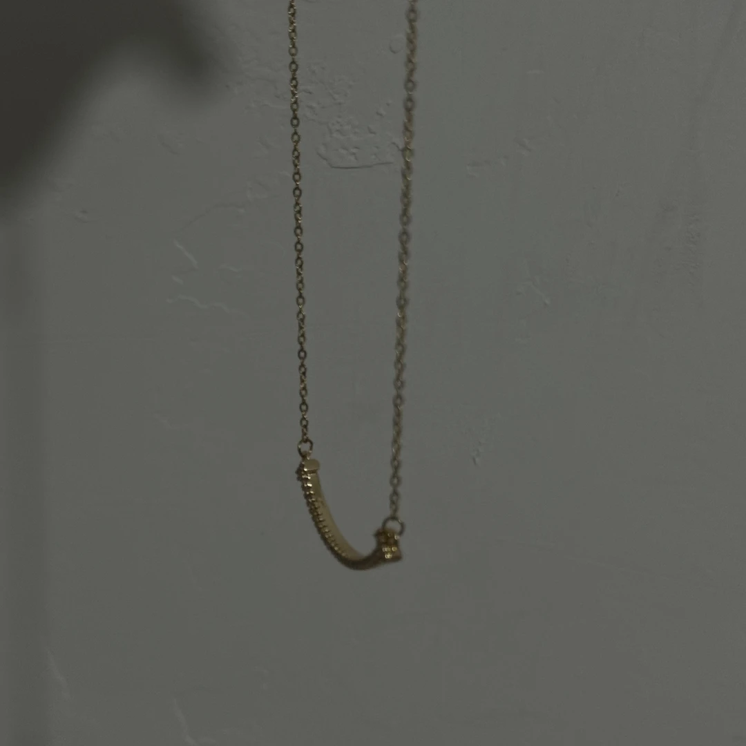 钛钢项链 直播GP1360 经典微笑项链百搭不掉色金色