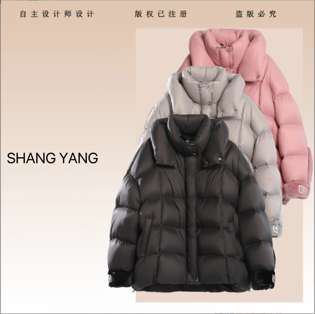 冬季新款设计师潮流加厚爆款高端连帽显瘦保暖休闲短款鹅绒羽绒服