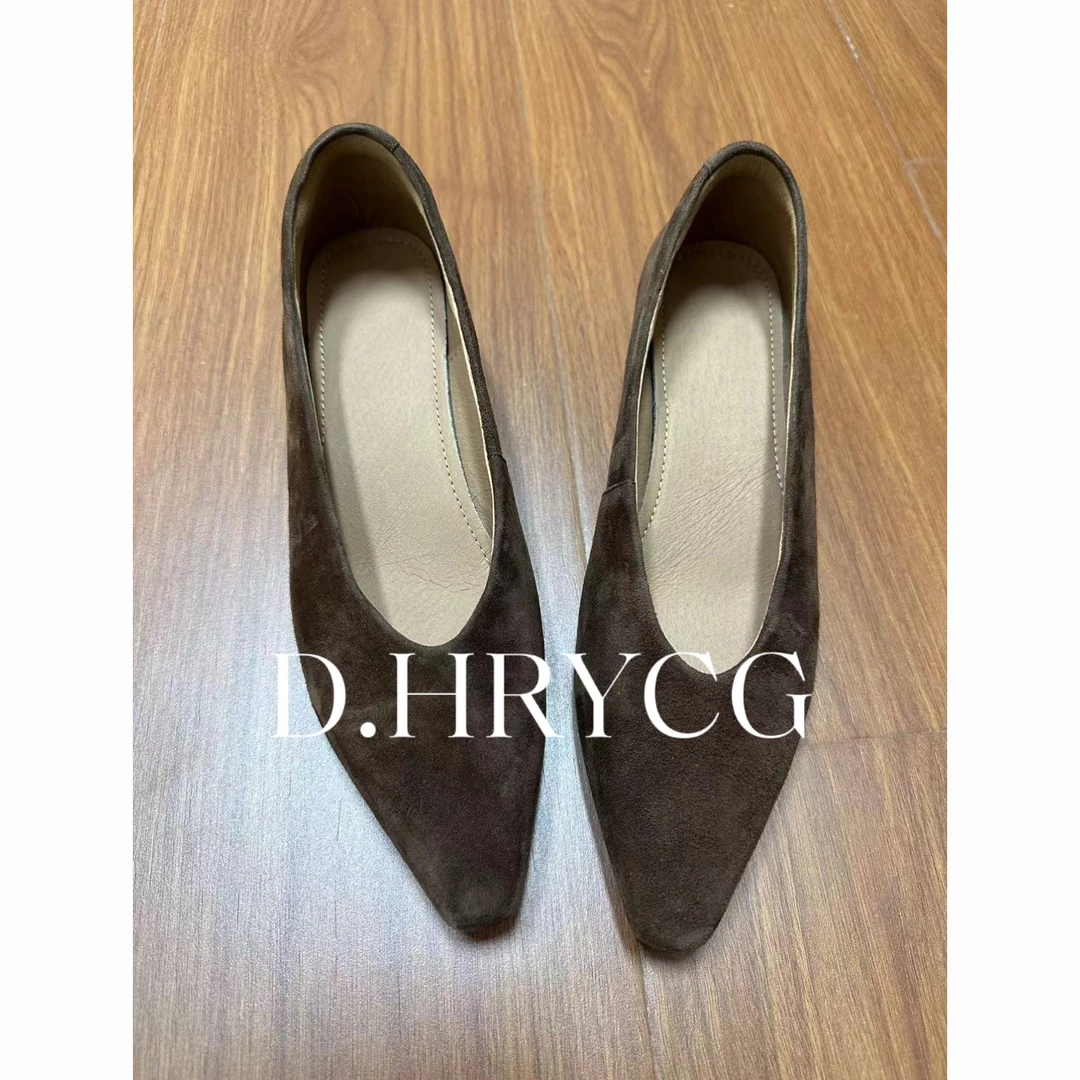 段段服装｜细腻头层羊翻毛皮小跟鞋