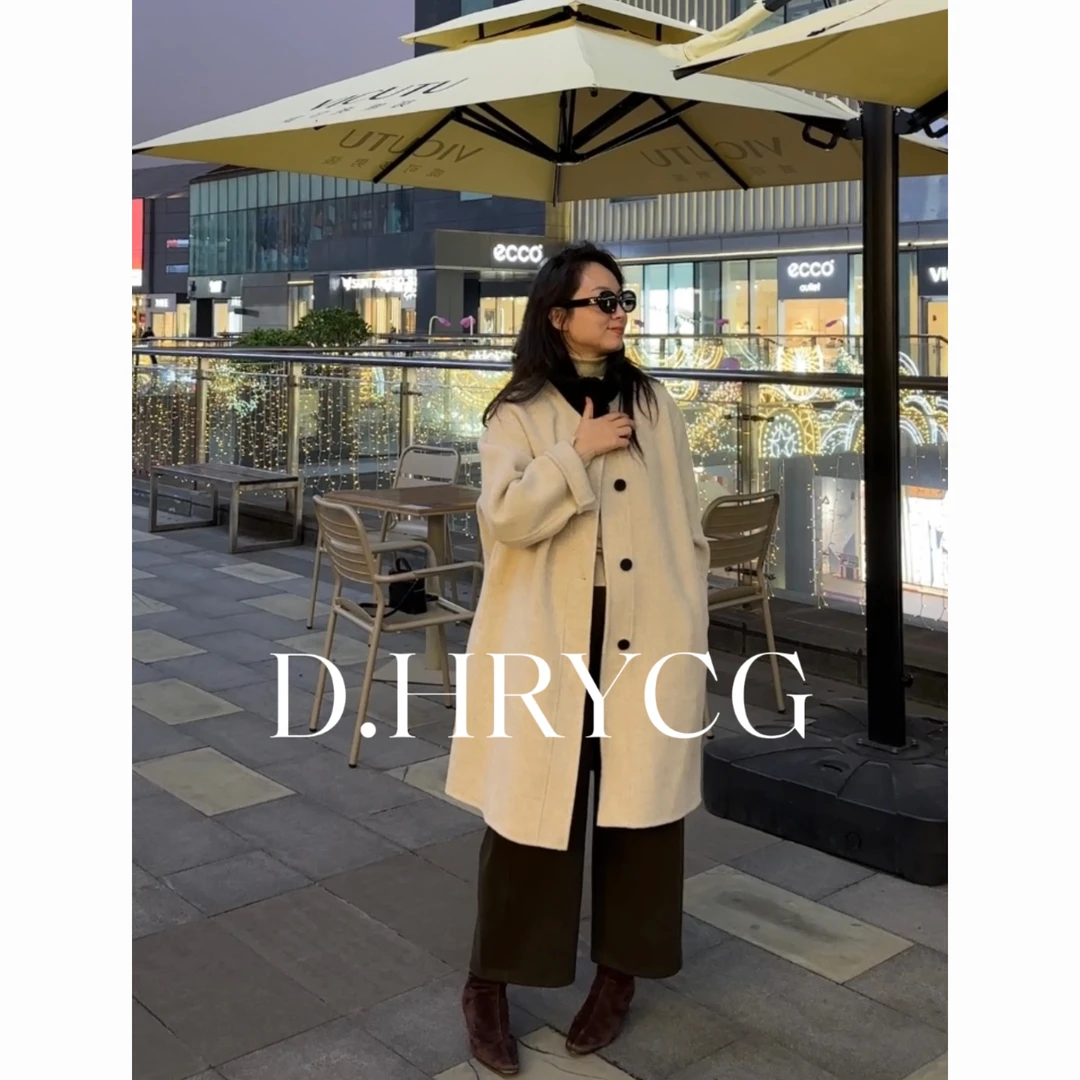 段段服装｜针织拼接领羊毛大衣