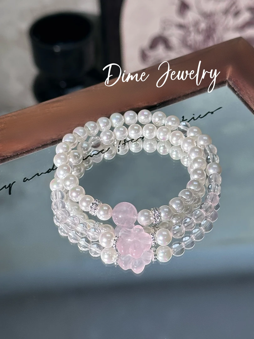 【知桃】粉水晶贝珠双圈手链  颜色微差多样性发一