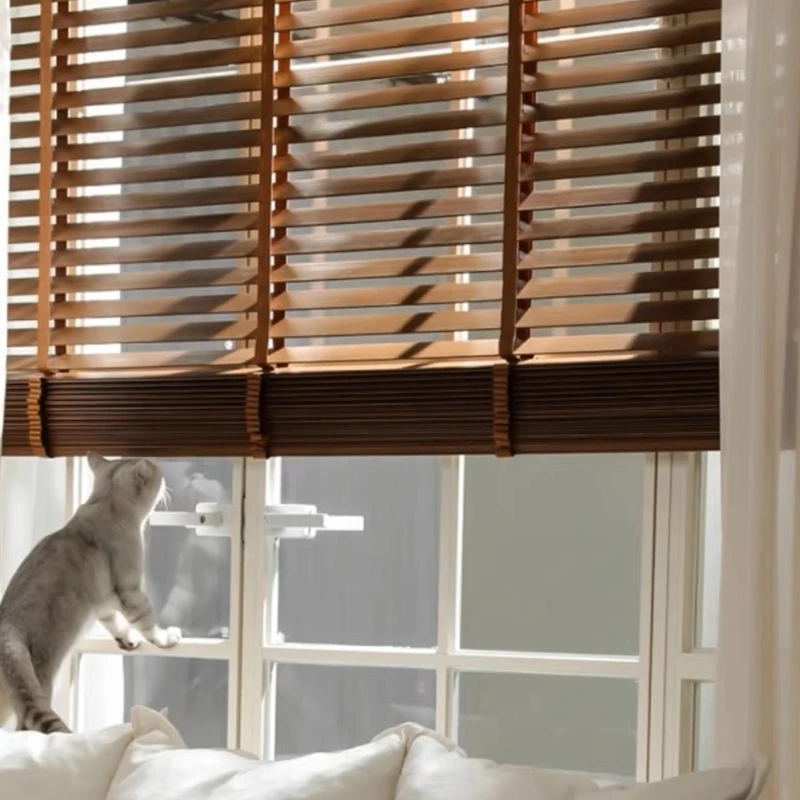 实木百叶窗帘客厅书房木百叶窗卧室木制质窗帘家用电动木窗帘定制