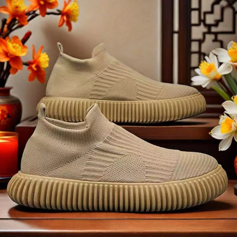 男鞋工作鞋夏季透气黑色袜子鞋男士上班软底网鞋一脚蹬劳保网面鞋