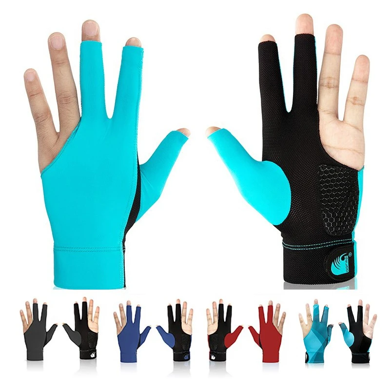 台球手套 职业轻薄款防滑专业手套弹性透气防汗 露三指桌球手套