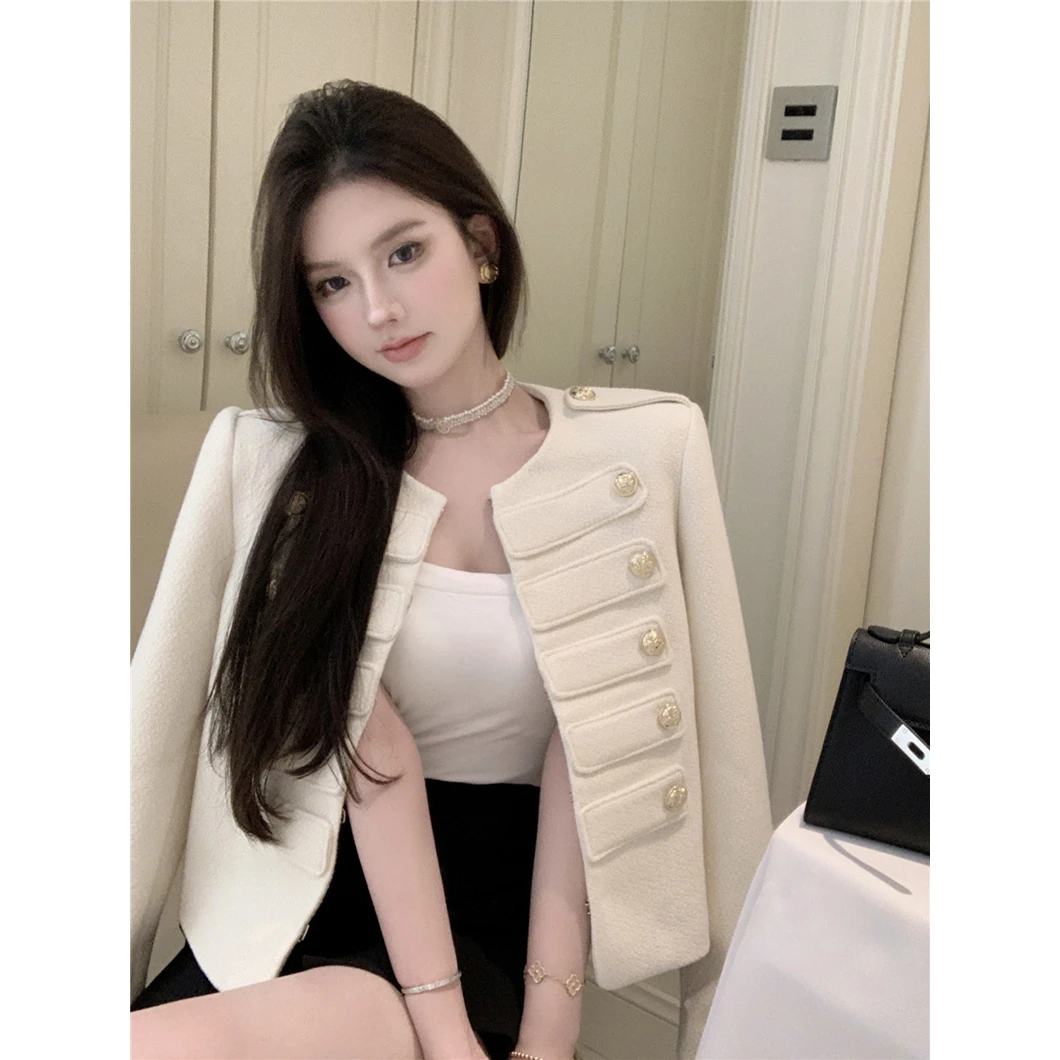 法式精致春秋气质名媛呢子短外套女秋冬2023新款小众高级感上衣