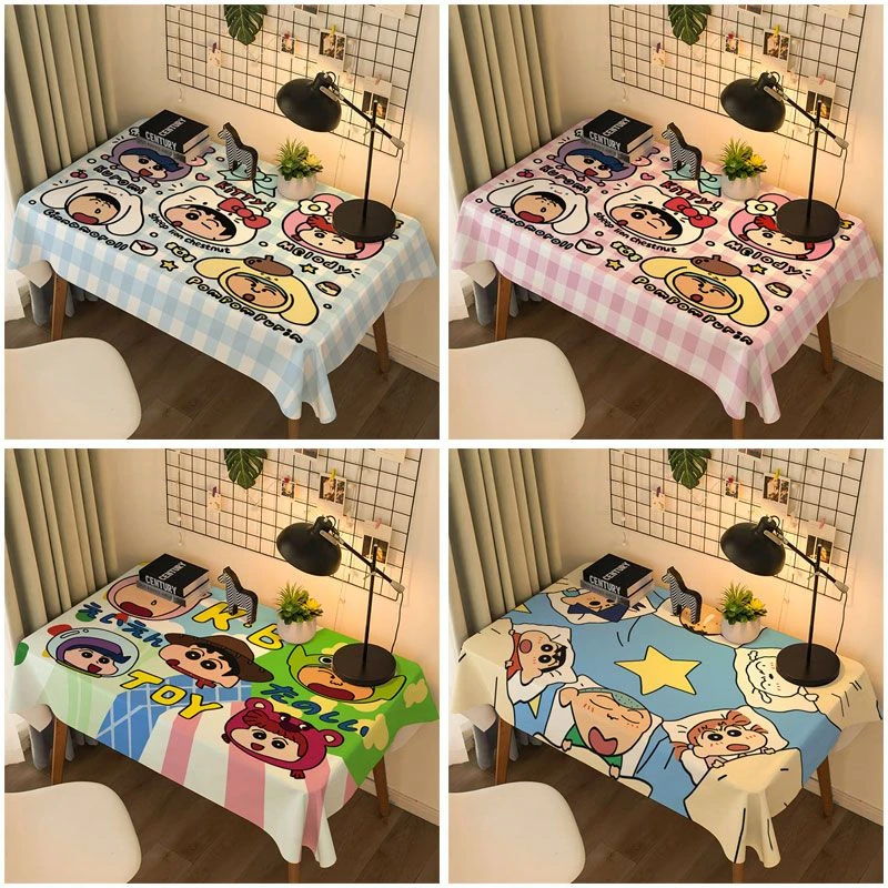 日式蜡笔小新布艺少女化妆台宿舍书桌布卡通桌布长方形茶几桌布