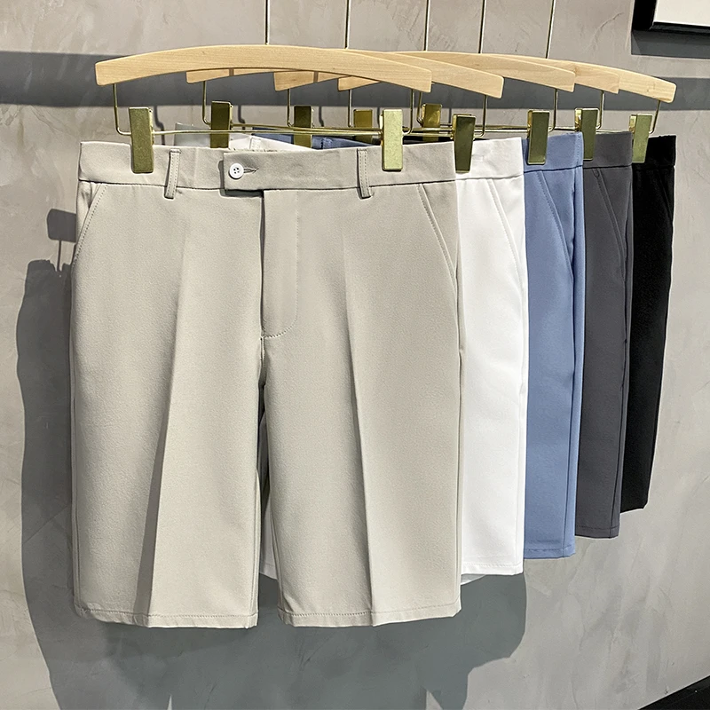 夏季百搭休闲短裤免烫五分西裤子男帅气潮牌宽松韩版直筒冰丝中裤