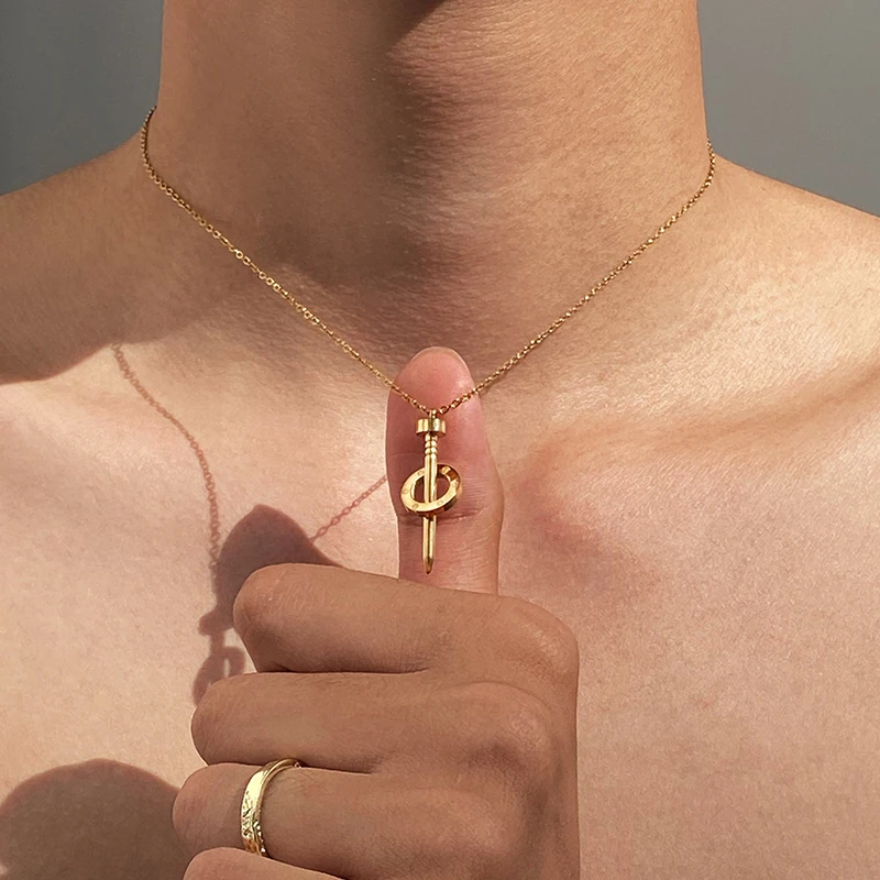 钛钢项链 中古钉子钛钢不掉色男款美式锁骨链小众设计感简约百搭