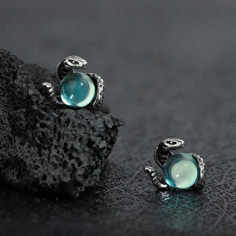 合金耳饰 银色眼镜蛇美杜莎之瞳磁吸耳夹男女耳环小众欧美高级感