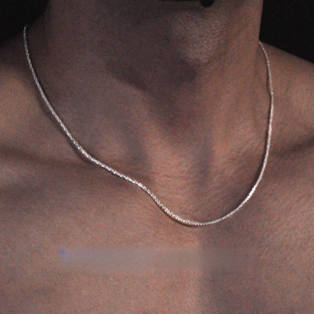 钛钢项链 波光粼粼项链银色男锁骨链男裸链精致蛇骨素链百搭潮饰