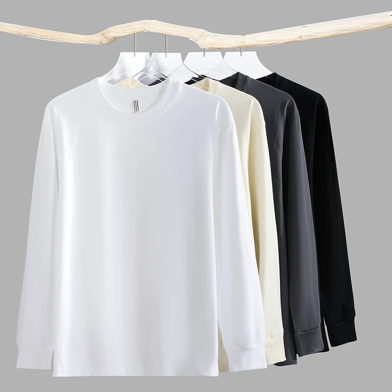 马员外秋冬款纯色螺纹长袖宽松休闲百搭圆领潮流