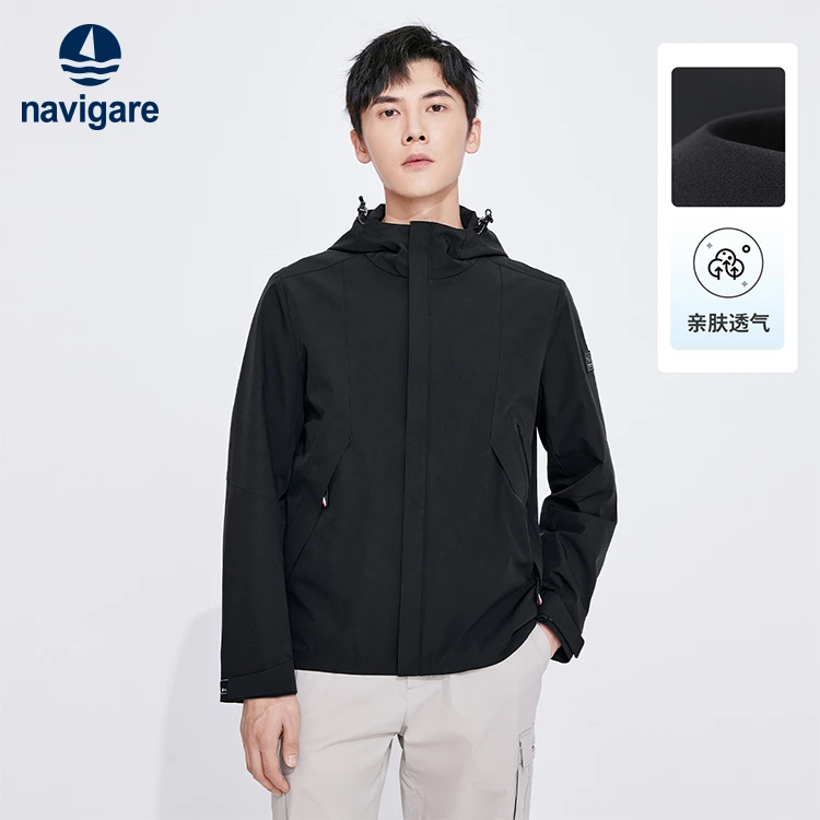 [透爽舒适]navigare意大利小帆船春秋潮流夹克男士休闲连帽外套