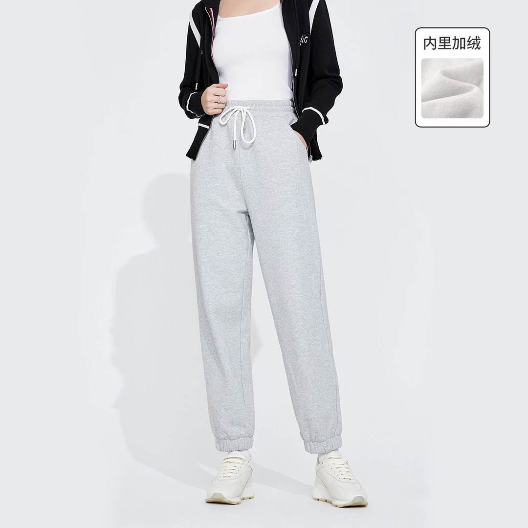 navigare意大利小帆船秋冬女士收腰抽绳束脚卫裤加绒运动休闲裤