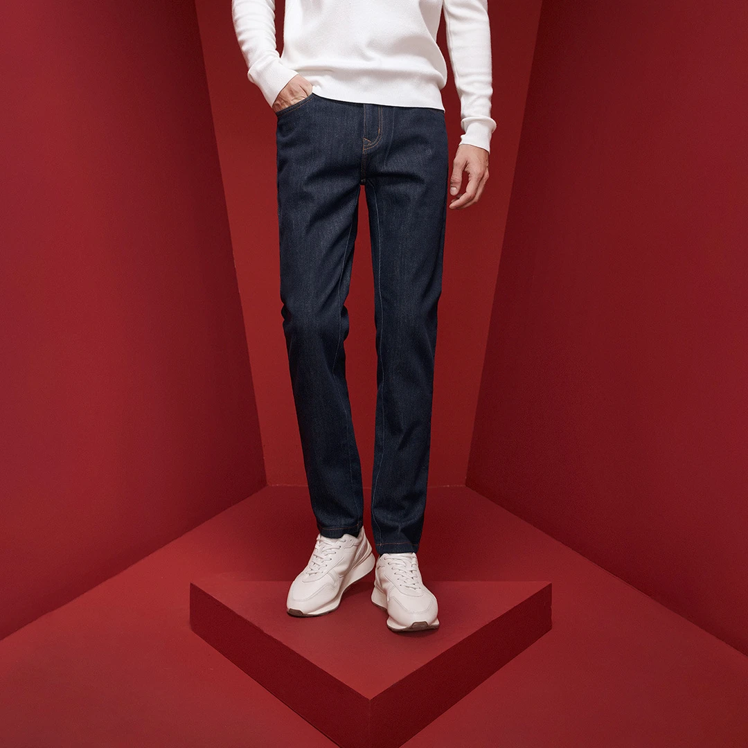 navigare意大利小帆船春秋男士舒适棉感牛仔裤经典百搭窄脚长裤