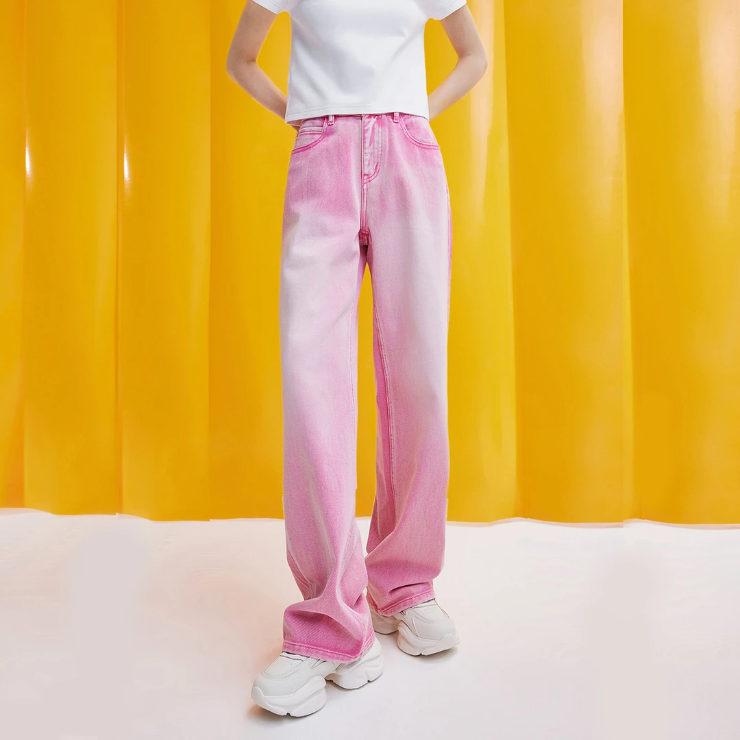 [时髦磨白]navigare意大利小帆船春秋纯棉牛仔裤女士显瘦拖地裤