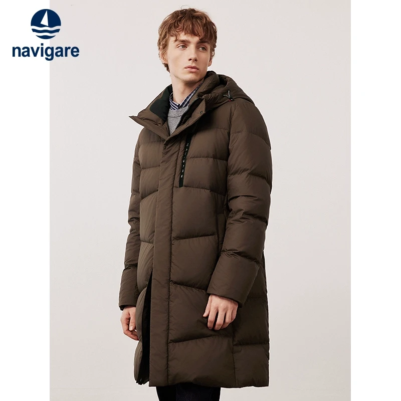 [三防]Navigare意大利小帆船长款连帽羽绒服男士新款休闲保暖外套