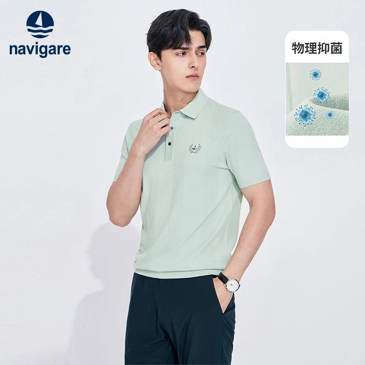 navigare意大利小帆船夏季短袖POLO衫男款针织上衣抑菌舒适T恤