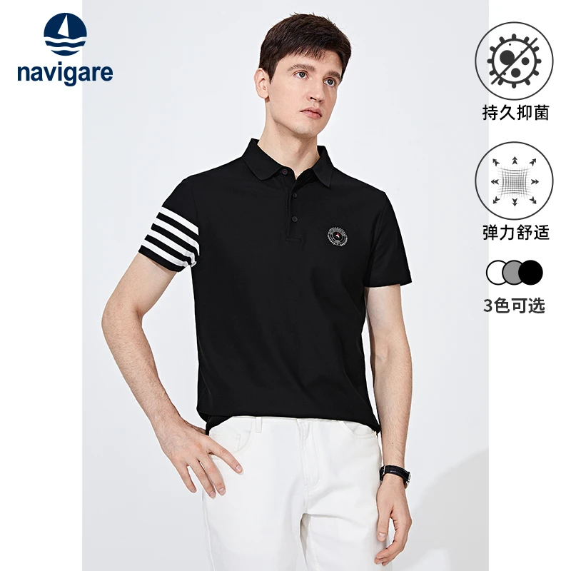 navigare意大利小帆船夏吸湿透气男士POLO衫抑菌纯棉短袖T恤