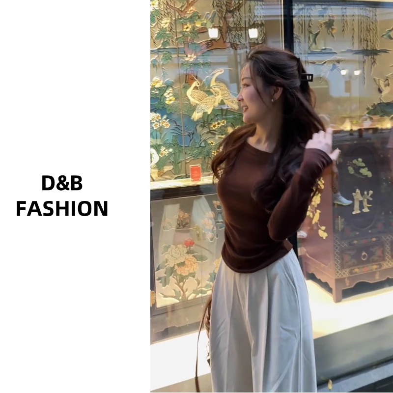 秋季新款显瘦百搭高级一字肩打底衫T恤