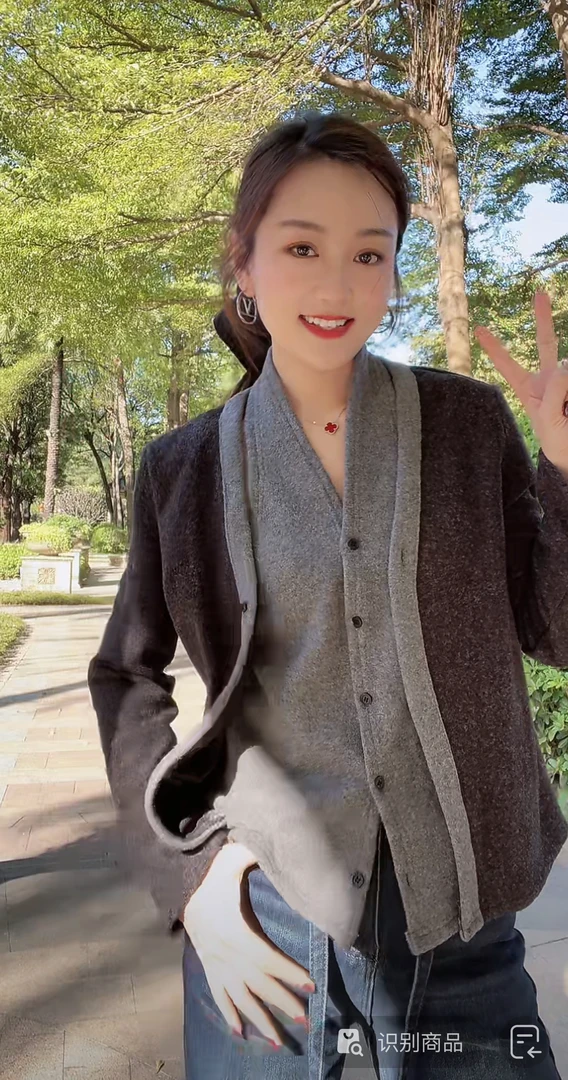 韩系挂脖针织开衫加绒加厚上衣