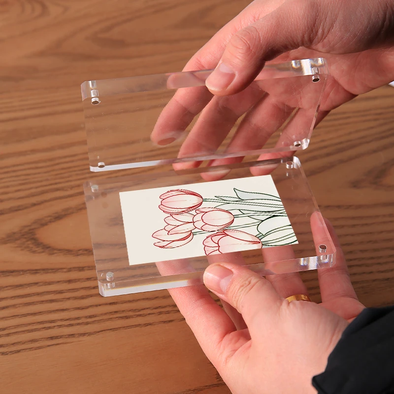 亚克力双面透明相框摆台磁吸拍立得水晶照片5 6 7寸8六创意小摆件