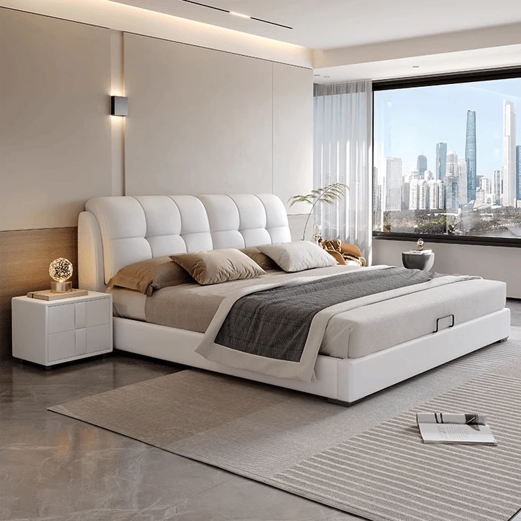 2米大床主卧室婚床储物高箱双人公寓出租皮床1.8*2m#962