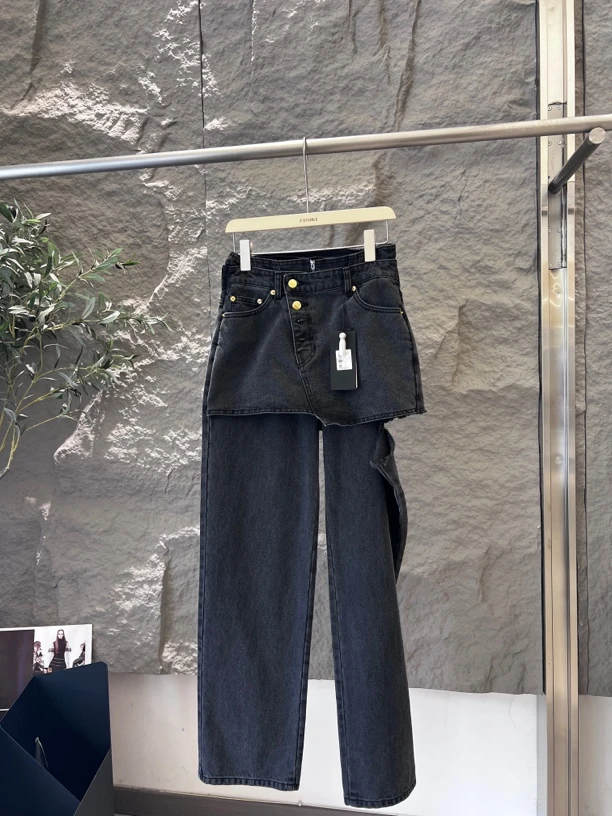 YCH 假两件双层牛仔裤2980